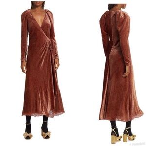 Tanya Taylor Laureen Velvet Wrap Dress